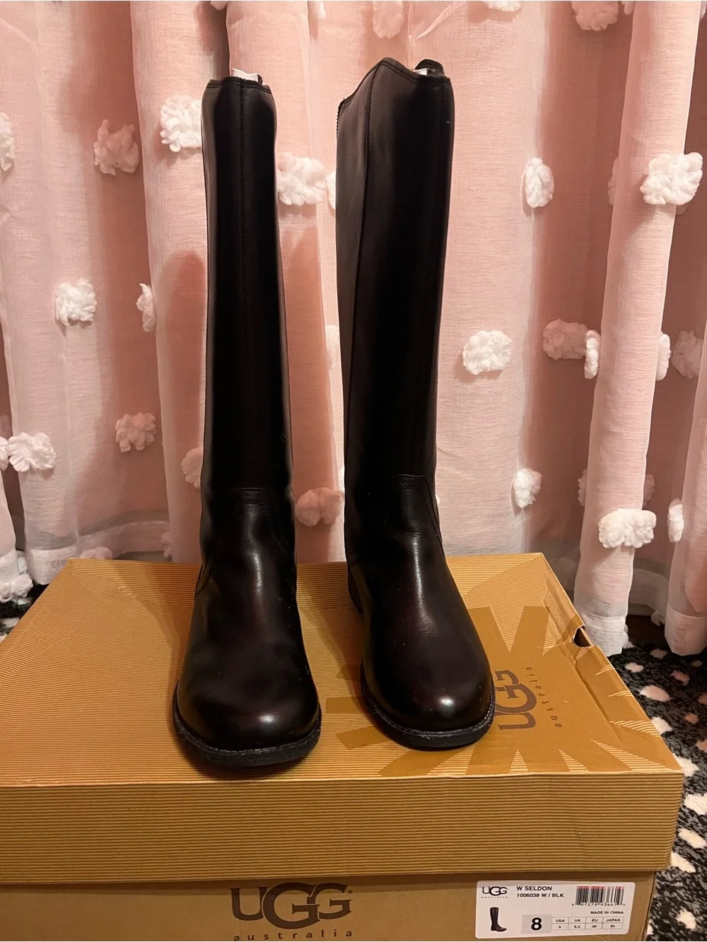UGG Seldon Women's Tall Black Leather Riding Boots